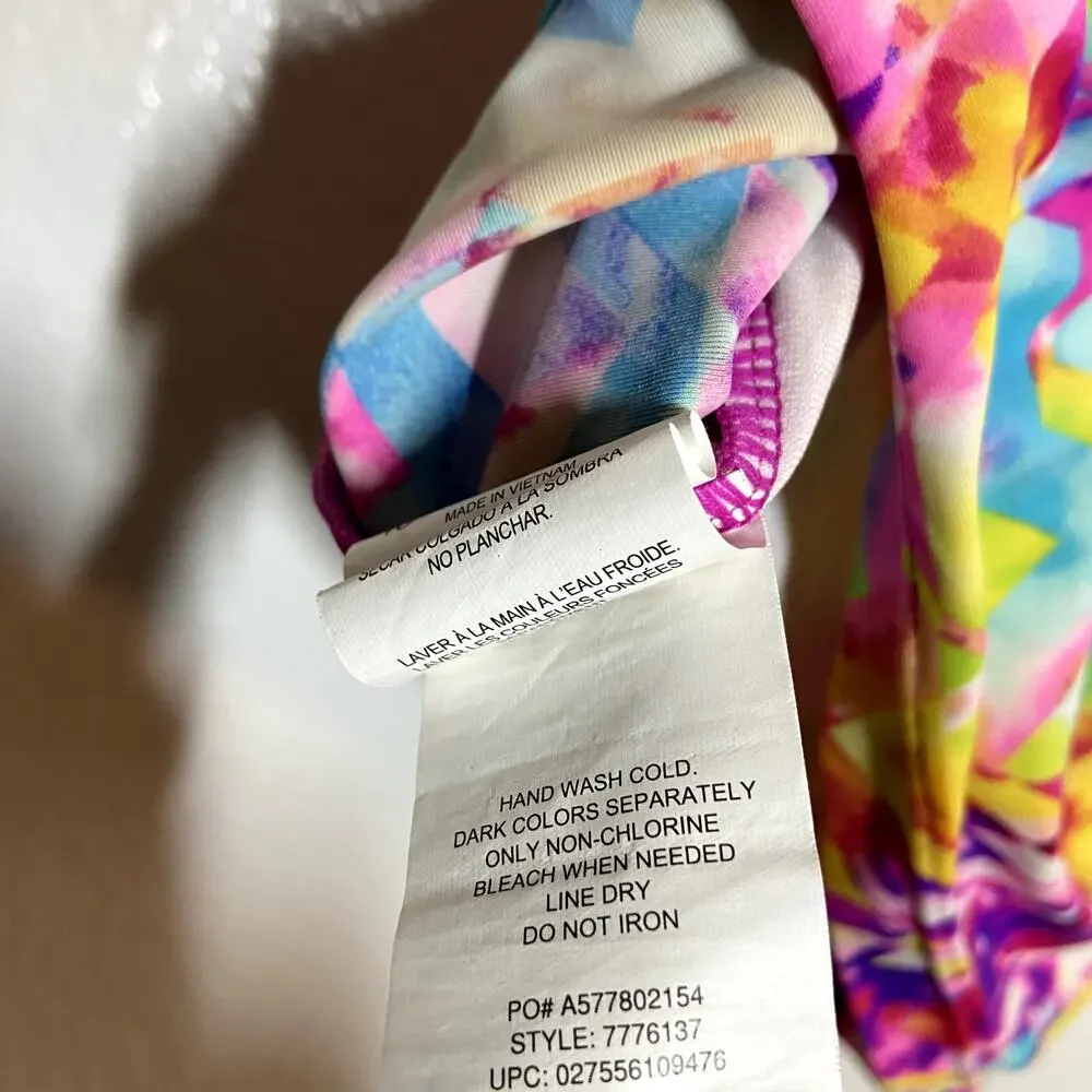 Speedo Tankini Multi Chevron Geometric Kaleidoscope Fractal Pink Multicolor 10